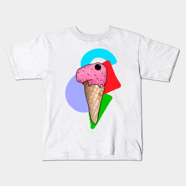 Creamasaurus Ice: a dinosaur that is also an ice cream Kids T-Shirt by Surplusweird